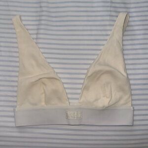 SKIMS Cotton Rib Plunge Bralette in Bone